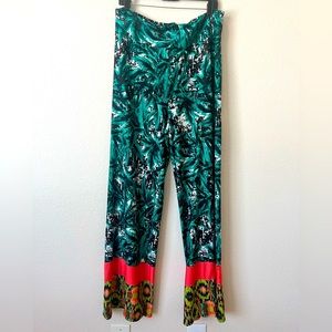 Cato Women’s Tropical Slinky High Waisted Elastic Wide Leg Palazzo Lounge Pants